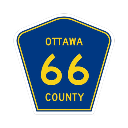 Ottawa County 66 (Ohio) (Road Sign) STICKER Vinyl Kiss-Cut Decal 3 Inch White - The Sticker Space