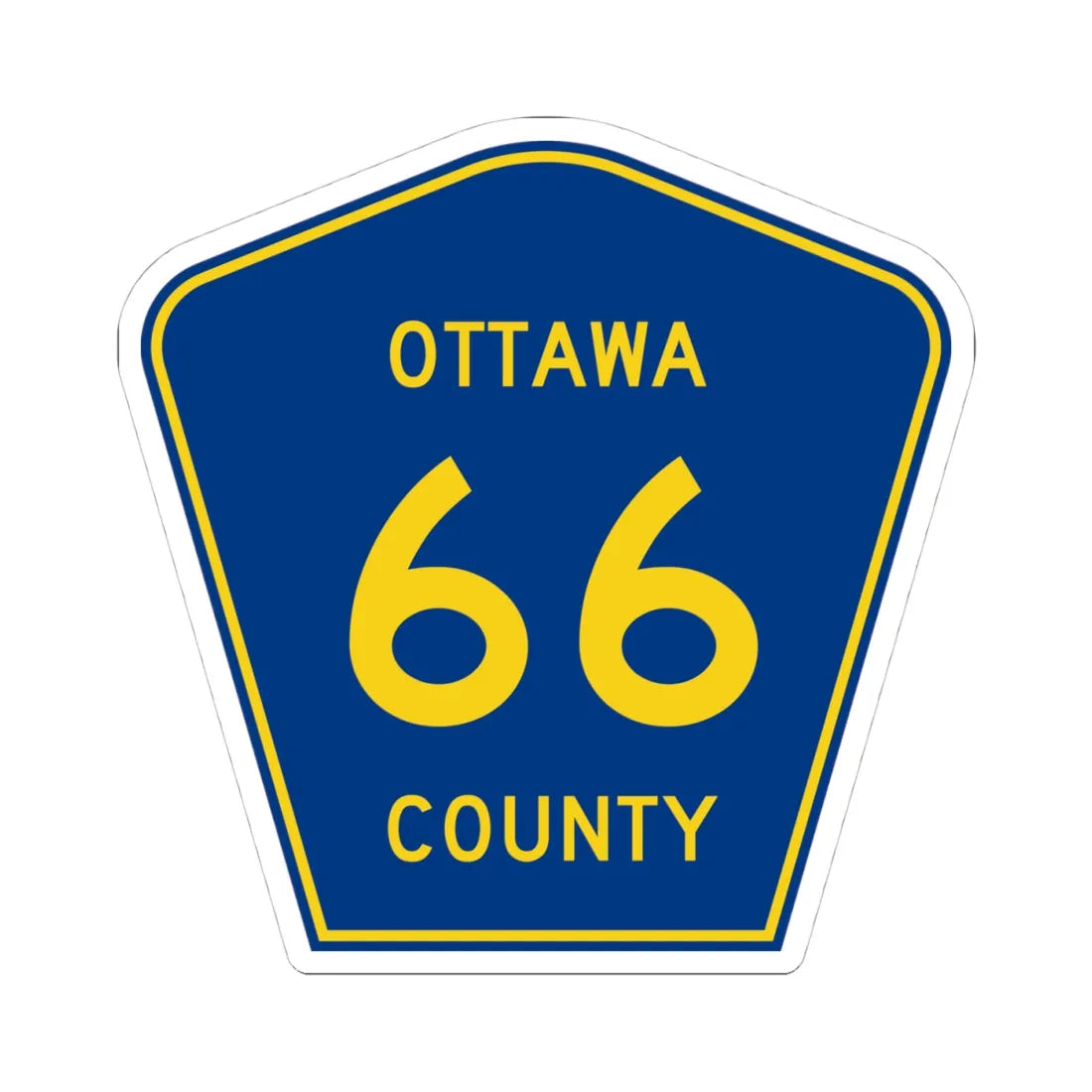 Ottawa County 66 (Ohio) (Road Sign) STICKER Vinyl Kiss-Cut Decal 4 Inch White - The Sticker Space