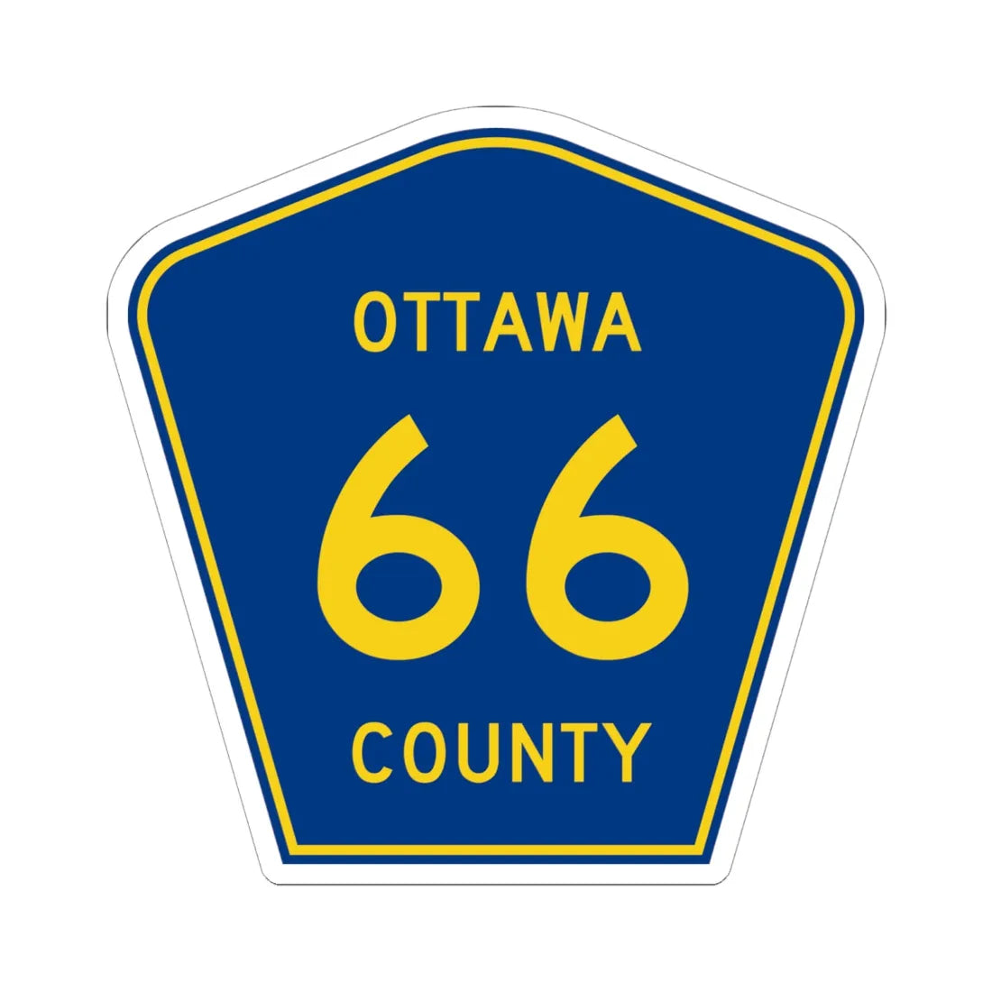 Ottawa County 66 (Ohio) (Road Sign) STICKER Vinyl Kiss-Cut Decal 6 Inch White - The Sticker Space