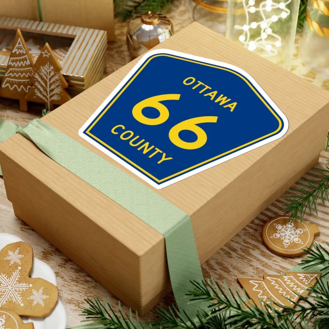 Ottawa County 66 (Ohio) (Road Sign) STICKER Vinyl Kiss-Cut Decal - The Sticker Space