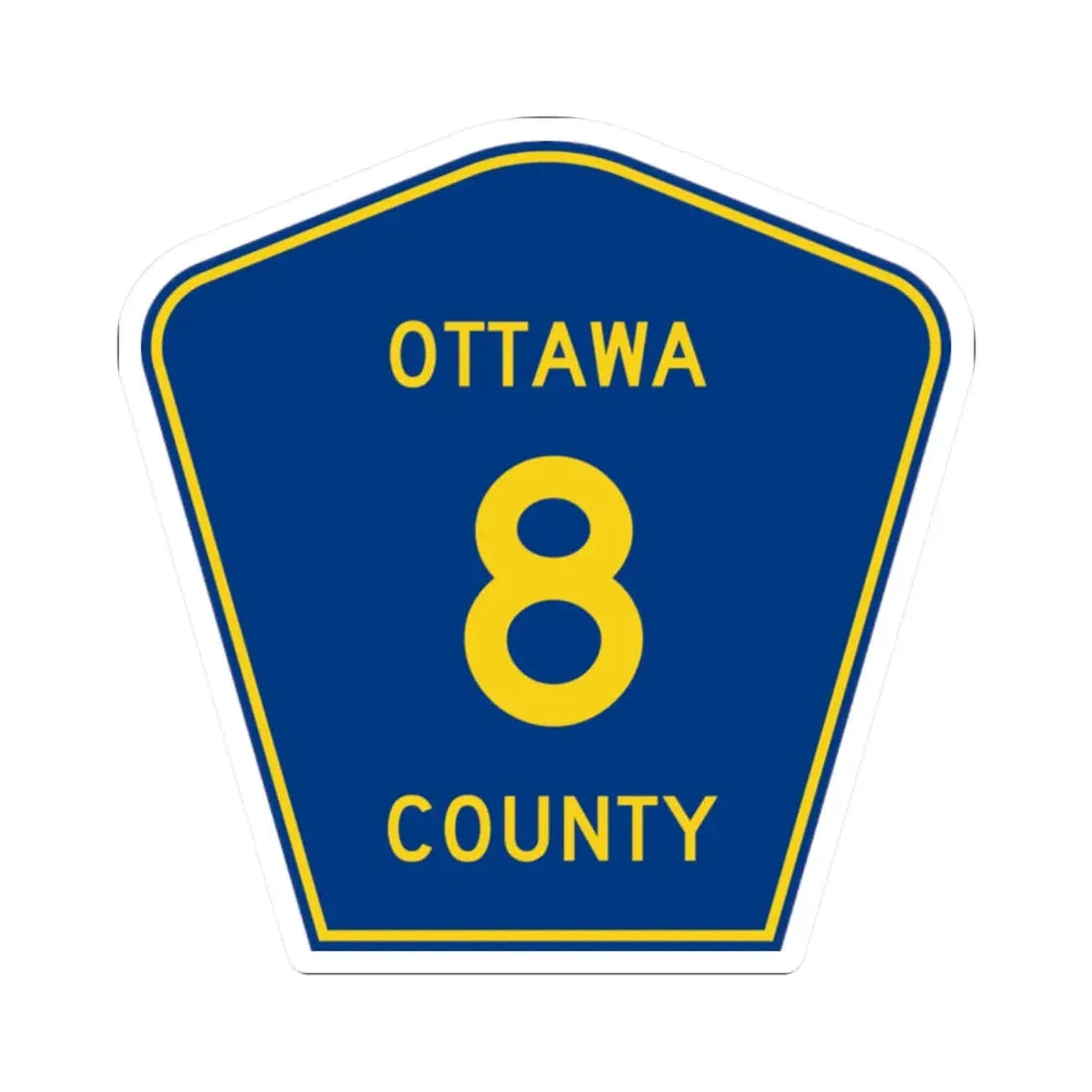 Ottawa County 8 (Ohio) (Road Sign) STICKER Vinyl Kiss-Cut Decal 2 Inch White - The Sticker Space