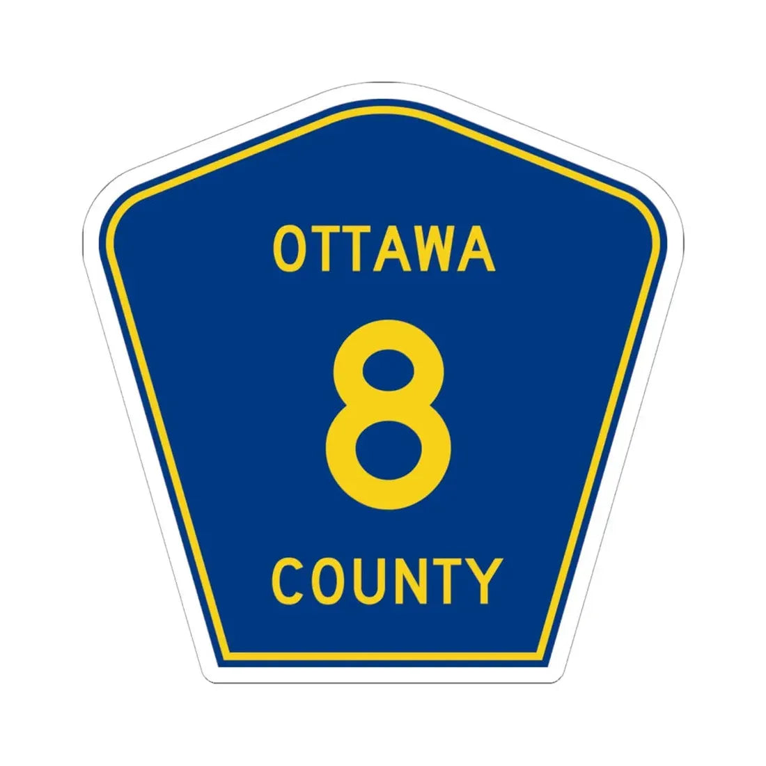 Ottawa County 8 (Ohio) (Road Sign) STICKER Vinyl Kiss-Cut Decal 6 Inch White - The Sticker Space