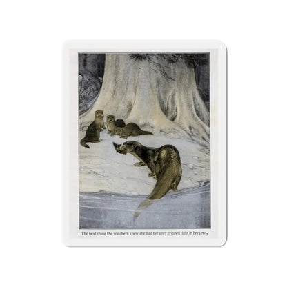 Otter feeds her young (Magazine Illustration) Refrigerator Magnet 4 Inch - The Sticker Space