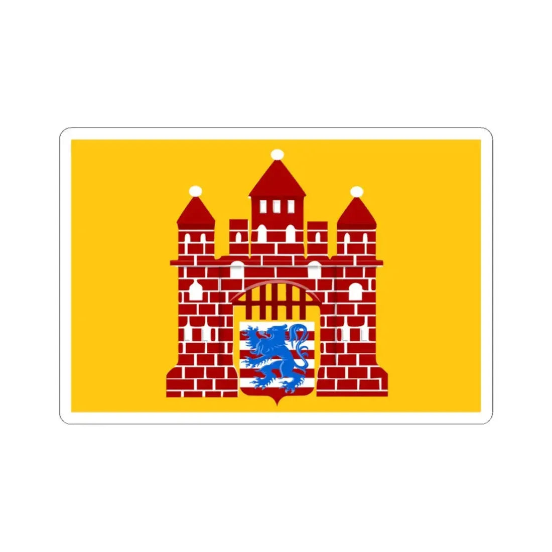 Oudenburg vlag (Belgium) STICKER Vinyl Kiss-Cut Decal 3 Inch White - The Sticker Space