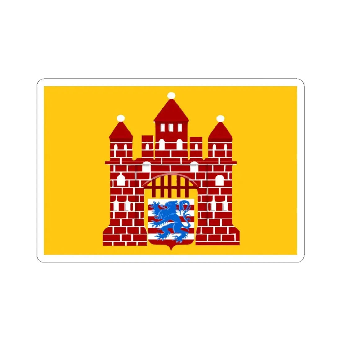 Oudenburg vlag (Belgium) STICKER Vinyl Kiss-Cut Decal 4 Inch White - The Sticker Space