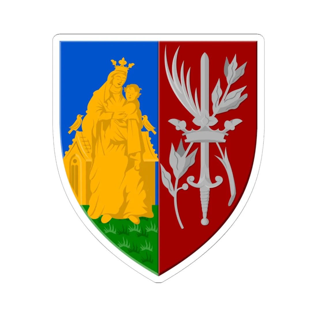 Oudergem wapen (Belgium) (Coat of Arms) STICKER Vinyl Kiss-Cut Decal 6 Inch White - The Sticker Space