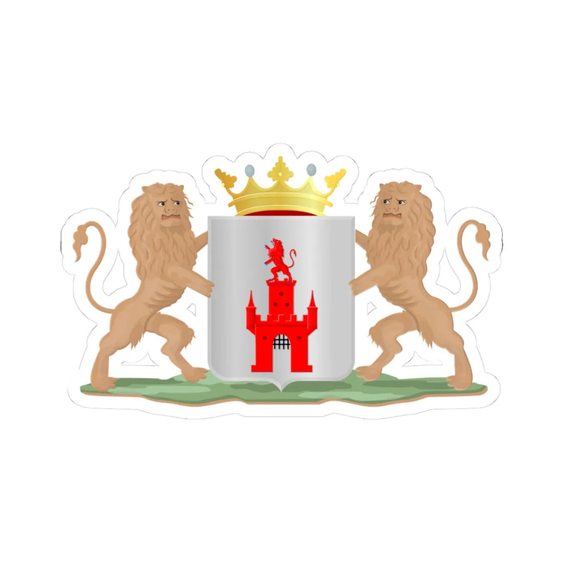 Oudewater wapen (Netherlands) (Coat of Arms) STICKER Vinyl Kiss-Cut Decal 3 Inch White - The Sticker Space