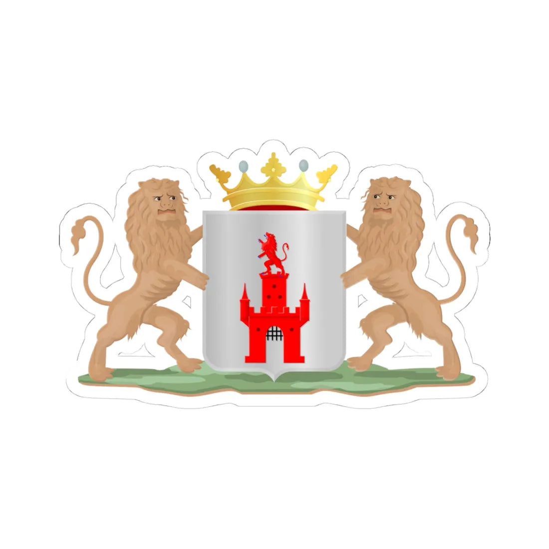 Oudewater wapen (Netherlands) (Coat of Arms) STICKER Vinyl Kiss-Cut Decal 4 Inch White - The Sticker Space