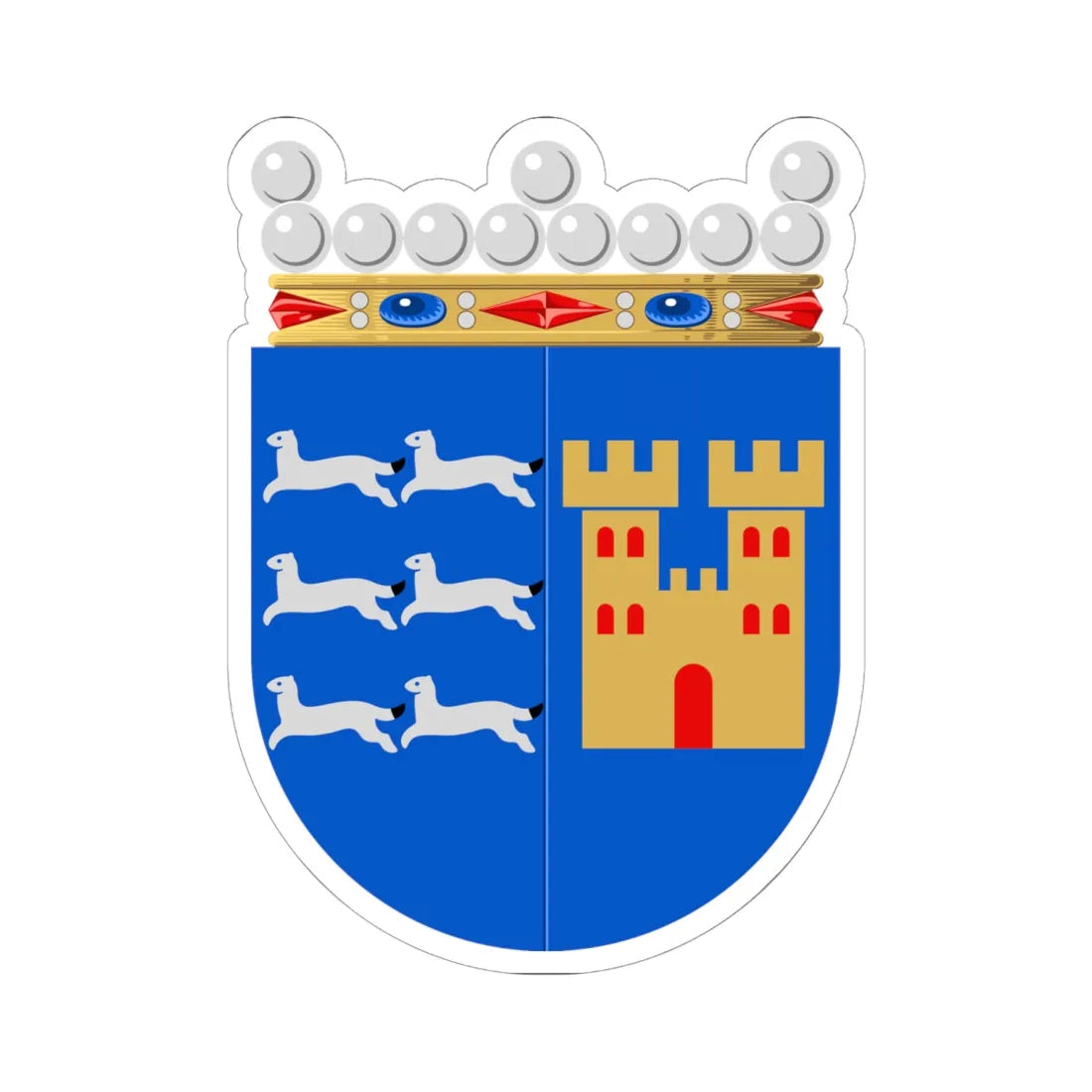 Oulun lääni.vaakuna.old (Finland) (Coat of Arms) STICKER Vinyl Kiss-Cut Decal 6 Inch White - The Sticker Space