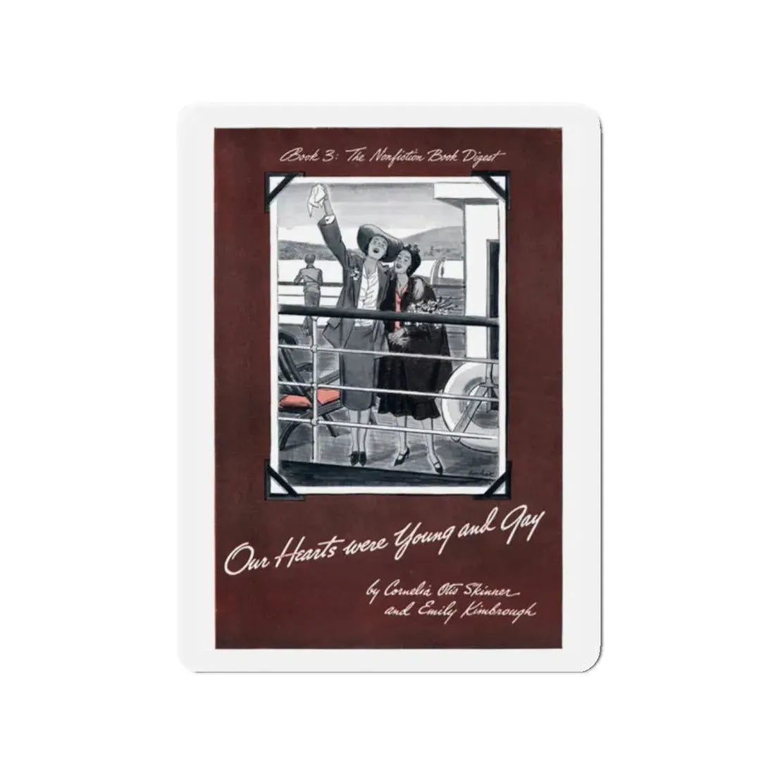 Our Hearts were Young and Gay, Cosmopolitan, August 1942 (Magazine Illustration) Refrigerator Magnet 2 Inch - The Sticker Space