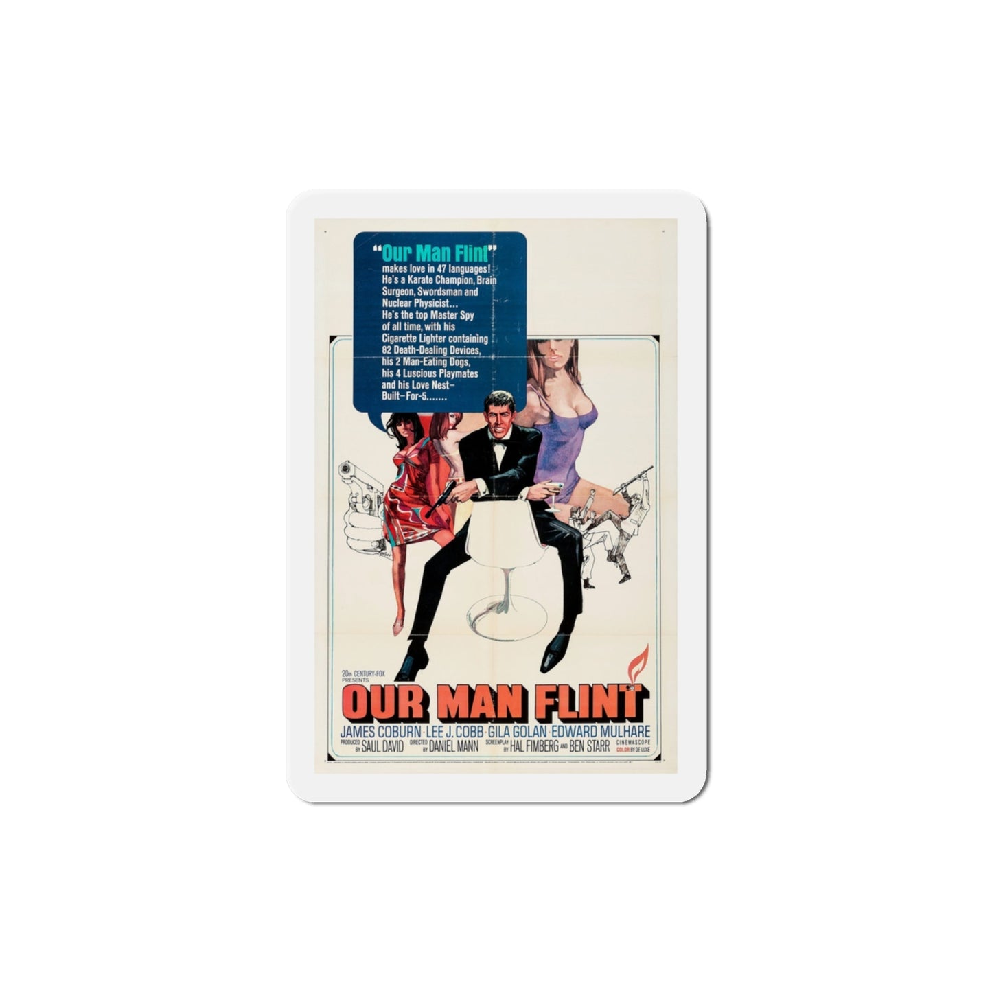 Our Man Flint 1966 Movie Poster Die-Cut Magnet-3 Inch-The Sticker Space