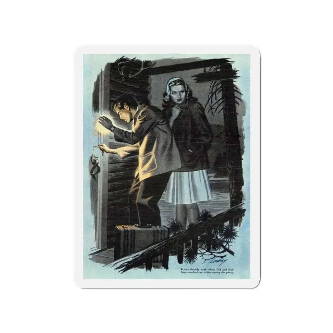 Our Moment is Swift (Pt. 3 of 3), Cosmopolitan, July 1944 (Magazine Illustration) Refrigerator Magnet 3 Inch - The Sticker Space