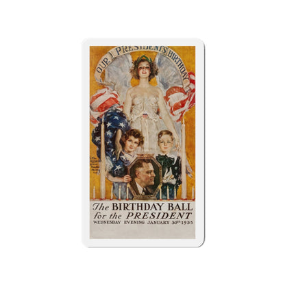 Our Presidents Birthday (Howard Chandler Christy, 1935) (Magazine Illustration) Refrigerator Magnet-2" x 2"-The Sticker Space