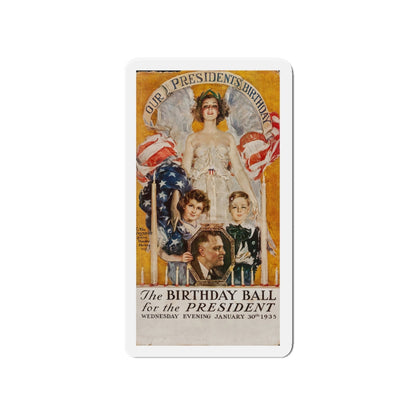 Our Presidents Birthday (Howard Chandler Christy, 1935) (Magazine Illustration) Refrigerator Magnet-4" x 4"-The Sticker Space