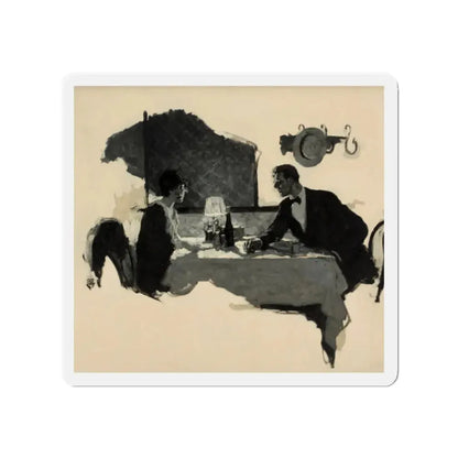 Out of the Discussion, Saturday Evening Post magazine story illustration (Magazine Illustration) Refrigerator Magnet 2 Inch - The Sticker Space