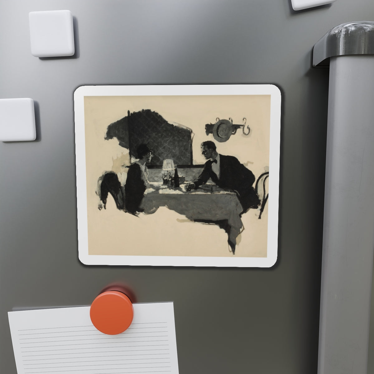 Out of the Discussion, Saturday Evening Post magazine story illustration (Magazine Illustration) Refrigerator Magnet-The Sticker Space