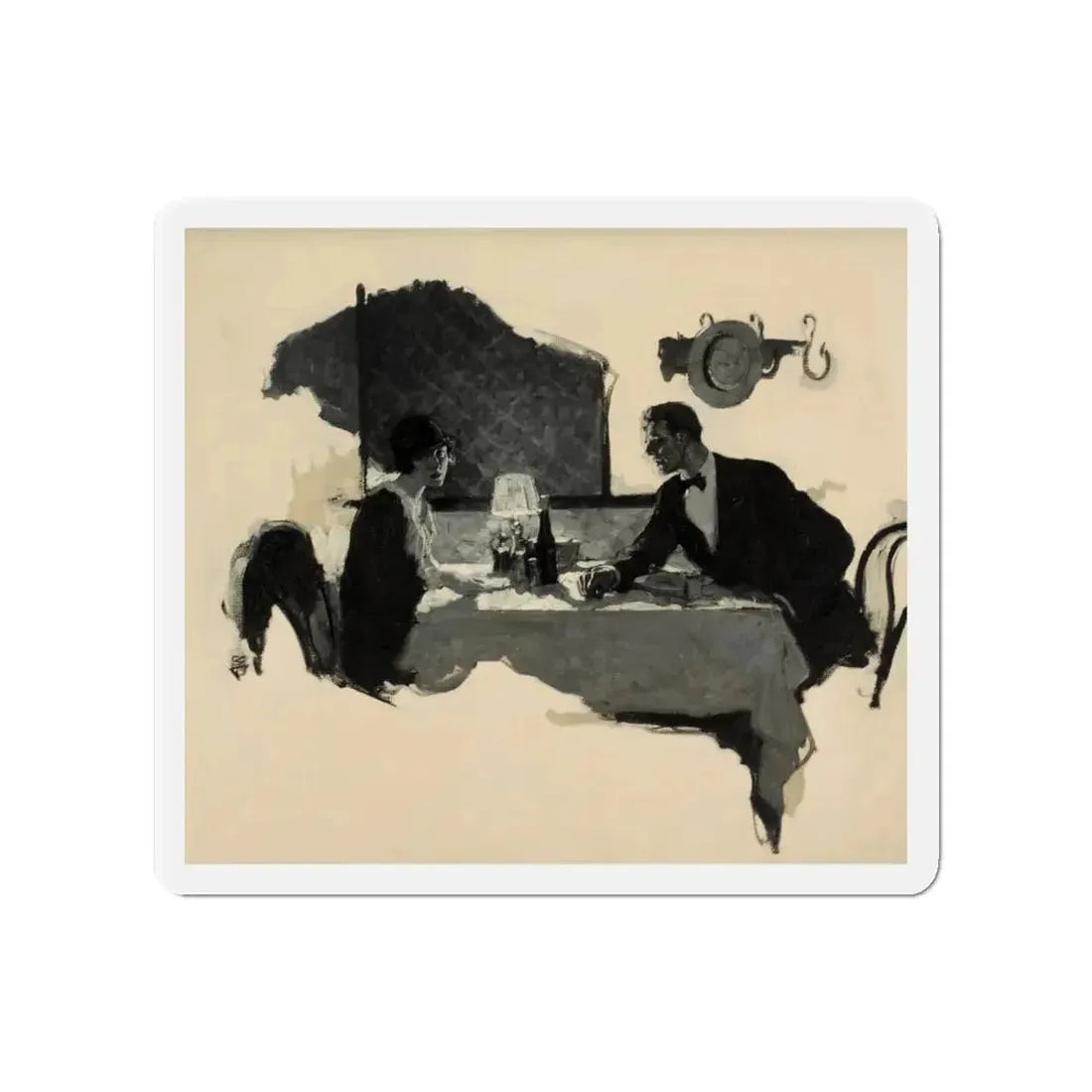 Out of the Discussion, Saturday Evening Post magazine story illustration (Magazine Illustration) Refrigerator Magnet - The Sticker Space