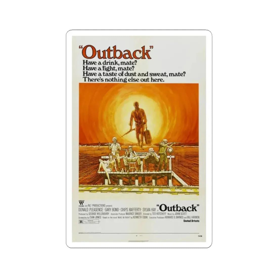 OUTBACK (WAKE IN FRIGHT) 1971 Movie Poster - STICKER Vinyl Kiss-Cut Decal 2 Inch White - The Sticker Space