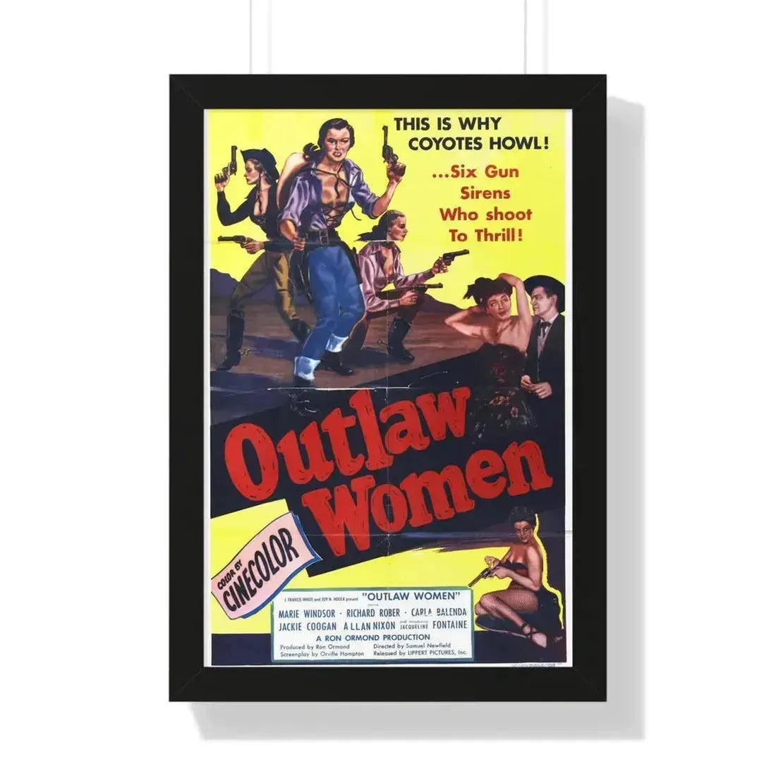 OUTLAW WOMEN 1952 - Framed Movie Poster 16″ x 24″ Black - The Sticker Space