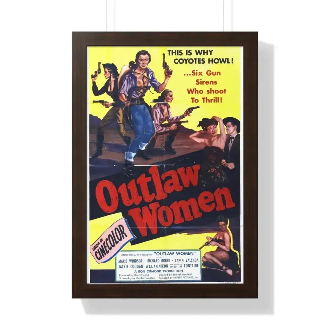 OUTLAW WOMEN 1952 - Framed Movie Poster 16″ x 24″ Walnut - The Sticker Space