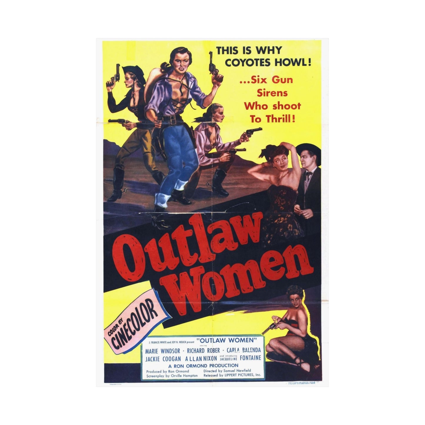 OUTLAW WOMEN 1952 - Paper Movie Poster-The Sticker Space