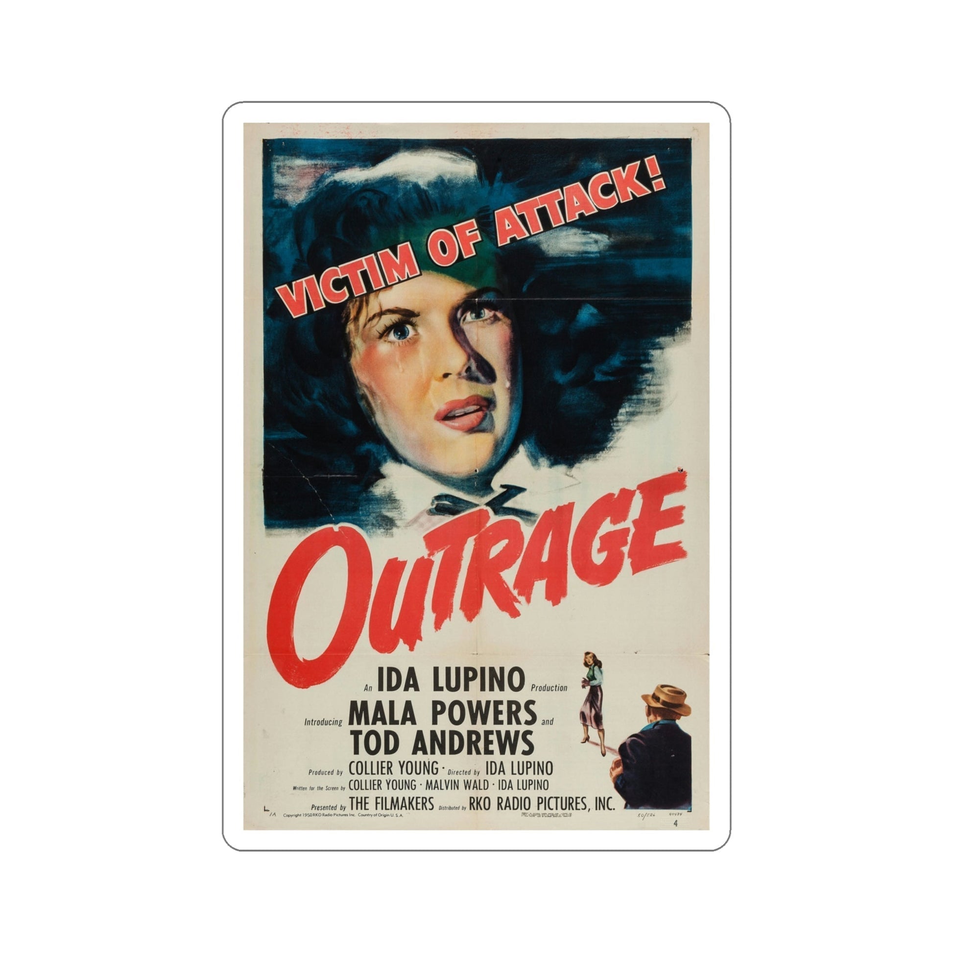 Outrage 1950 Movie Poster STICKER Vinyl Die-Cut Decal-4 Inch-The Sticker Space