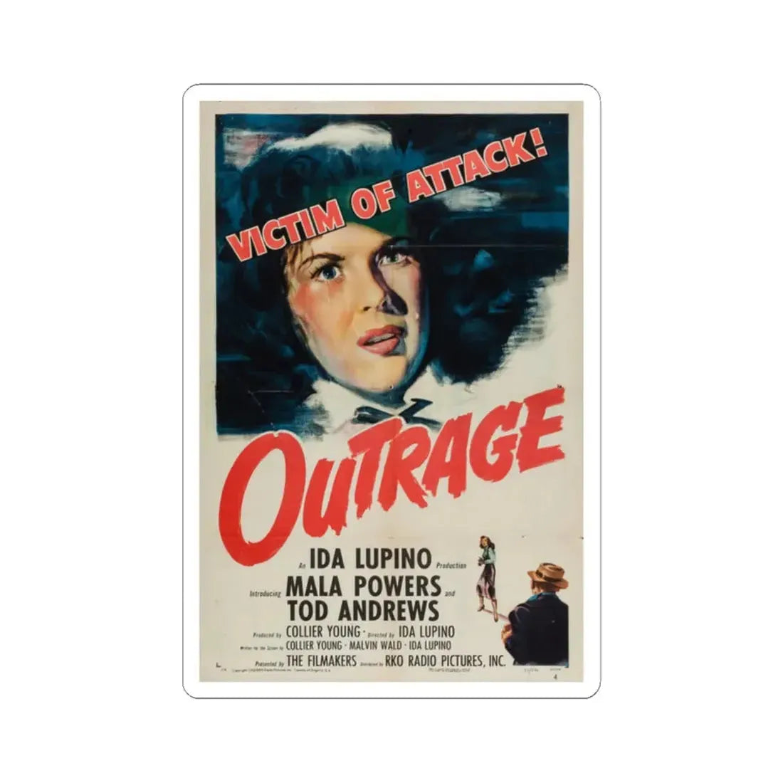 Outrage 1950 Movie Poster - STICKER Vinyl Kiss-Cut Decal 2 Inch White - The Sticker Space