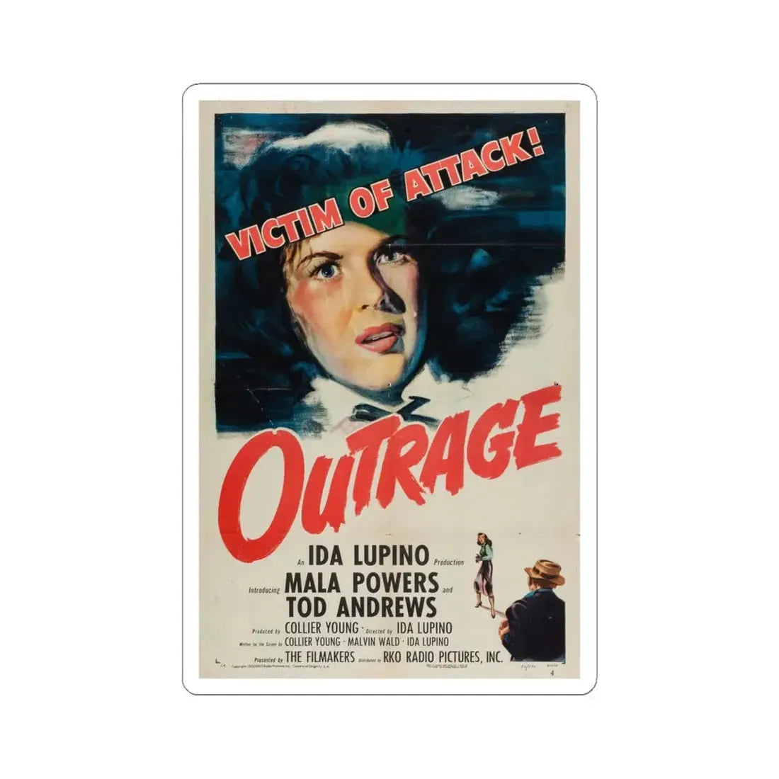Outrage 1950 Movie Poster - STICKER Vinyl Kiss-Cut Decal 4 Inch White - The Sticker Space