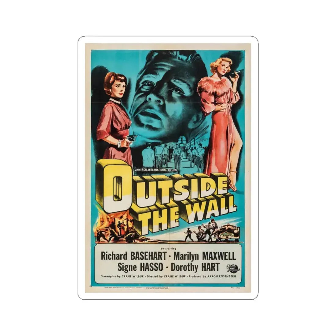 Outside the Wall 1950 Movie Poster - STICKER Vinyl Kiss-Cut Decal 4 Inch White - The Sticker Space