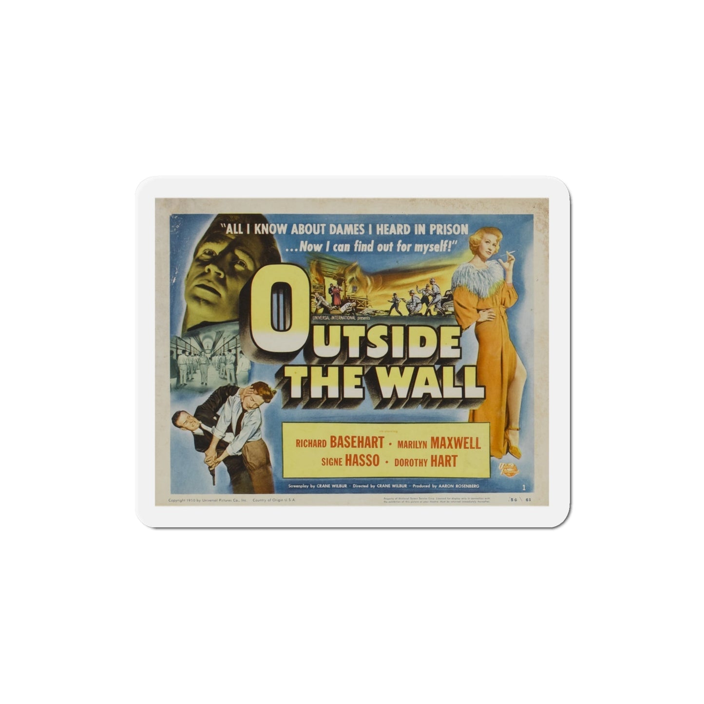 Outside the Wall 1950 v2 Movie Poster Die-Cut Magnet-3 Inch-The Sticker Space