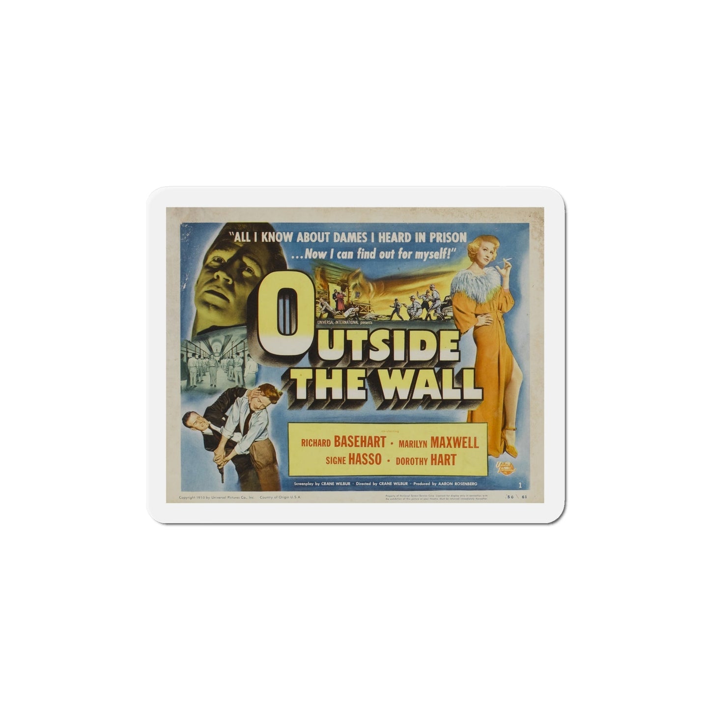 Outside the Wall 1950 v2 Movie Poster Die-Cut Magnet-6 Inch-The Sticker Space