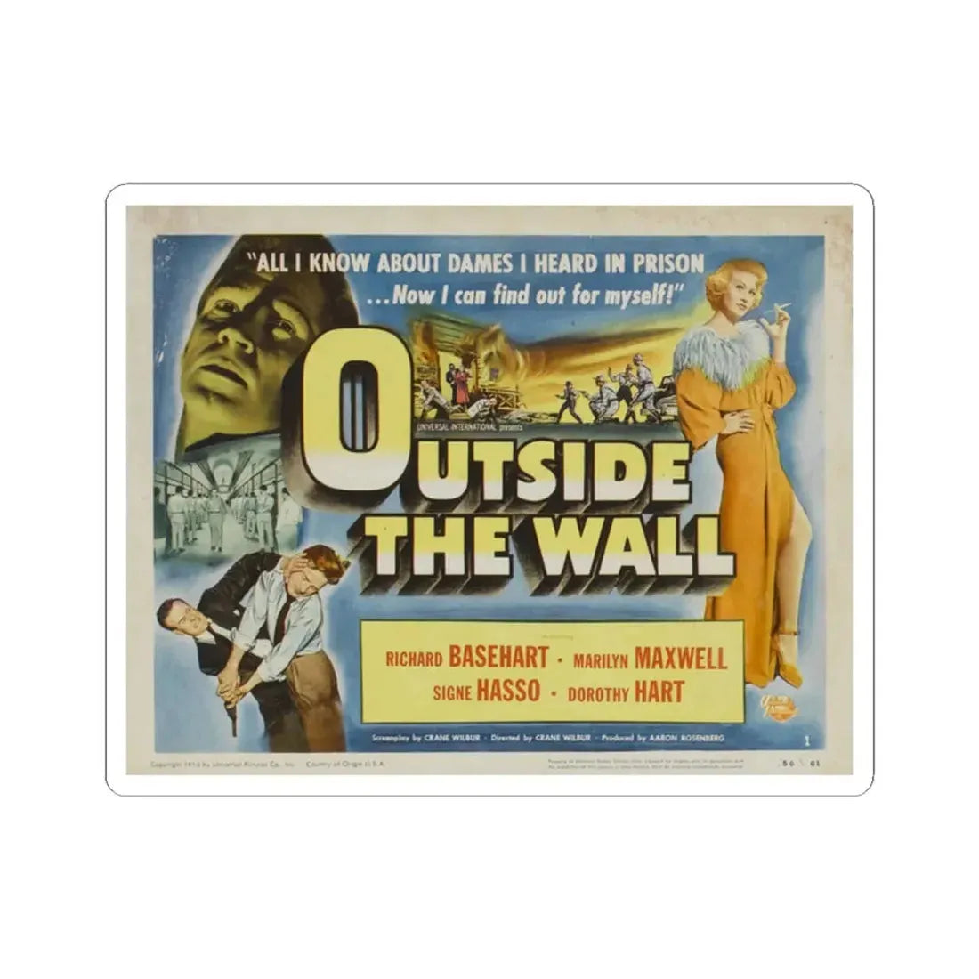 Outside the Wall 1950 v2 Movie Poster - STICKER Vinyl Kiss-Cut Decal 2 Inch White - The Sticker Space