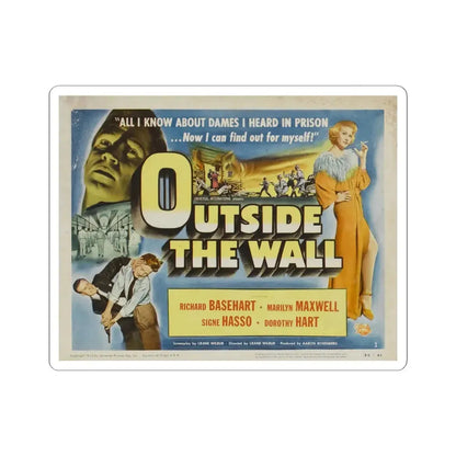 Outside the Wall 1950 v2 Movie Poster - STICKER Vinyl Kiss-Cut Decal 6 Inch White - The Sticker Space