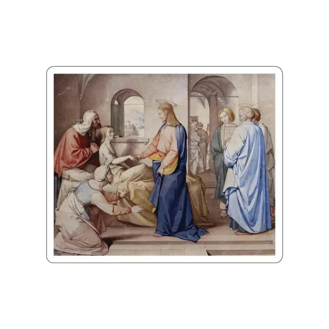 OVERBECK, Friedrich - Christ Resurrects the Daughter of Jairu (Artwork) STICKER Vinyl Die-Cut Decal White Die-Cut 2 Inch - The Sticker Space