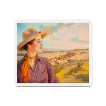 Overlooking the Herd (Magazine Illustration) Refrigerator Magnet 2 Inch Die-Cut - The Sticker Space