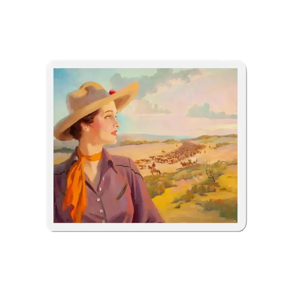 Overlooking the Herd (Magazine Illustration) Refrigerator Magnet 4 Inch Die-Cut - The Sticker Space