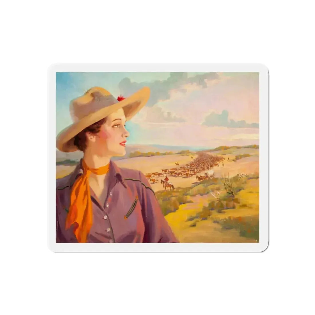 Overlooking the Herd (Magazine Illustration) Refrigerator Magnet - The Sticker Space