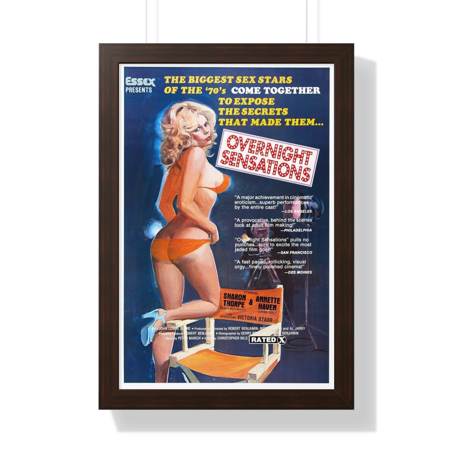 OVERNIGHT SENSATIONS 1976 - Framed Movie Poster-16″ x 24″-The Sticker Space