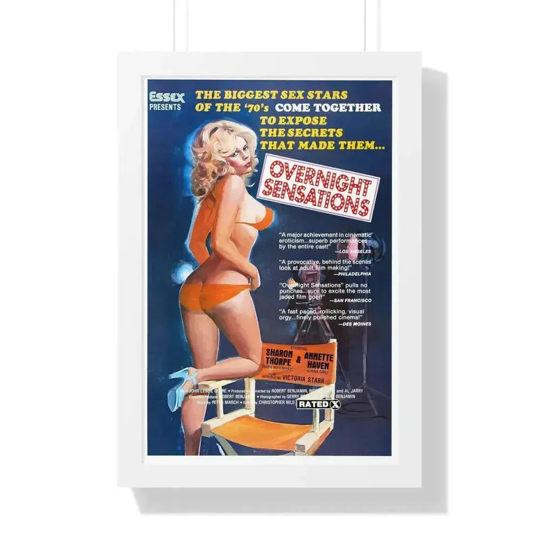 OVERNIGHT SENSATIONS 1976 - Framed Movie Poster 16″ x 24″ White - The Sticker Space