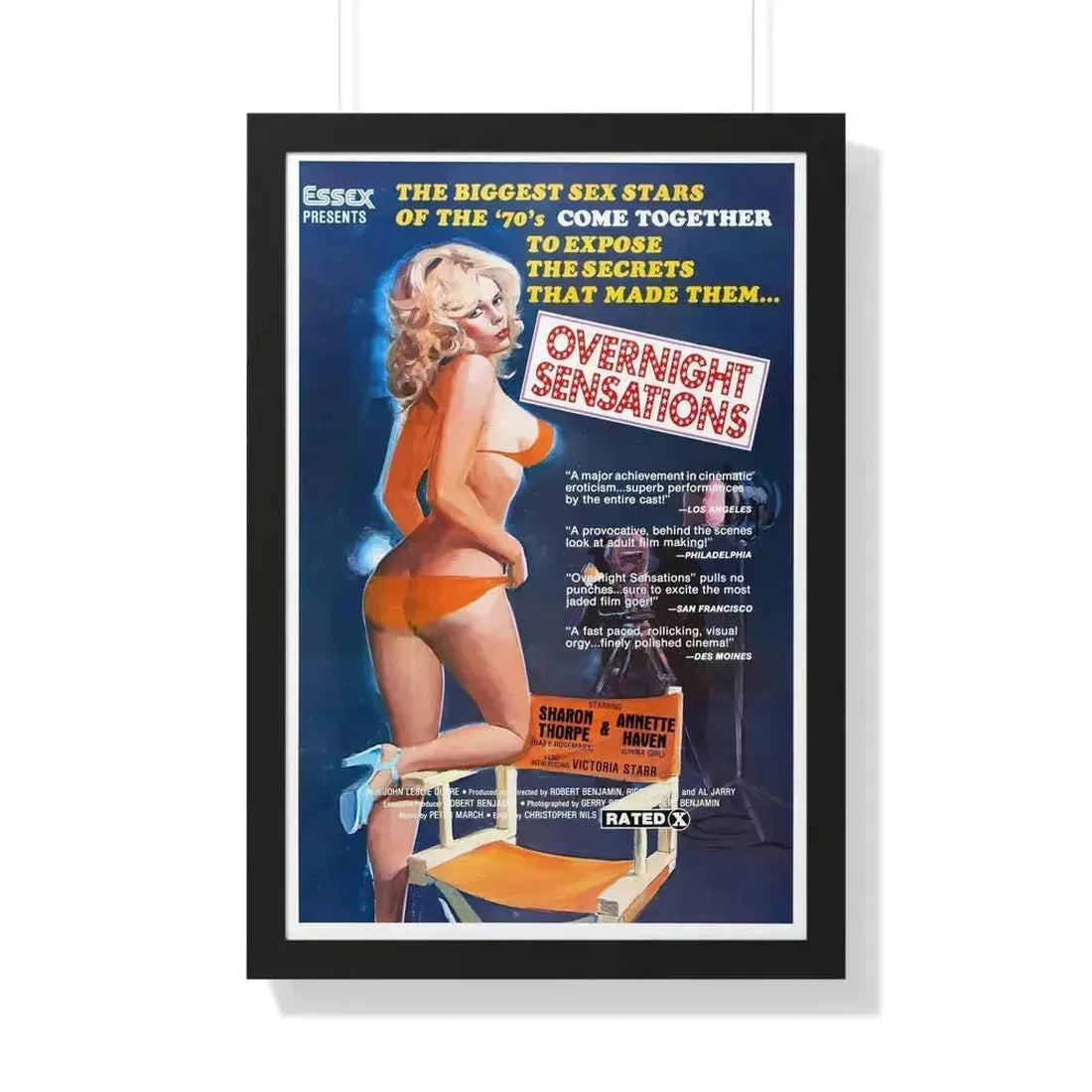 OVERNIGHT SENSATIONS 1976 - Framed Movie Poster 20" x 30" Black - The Sticker Space