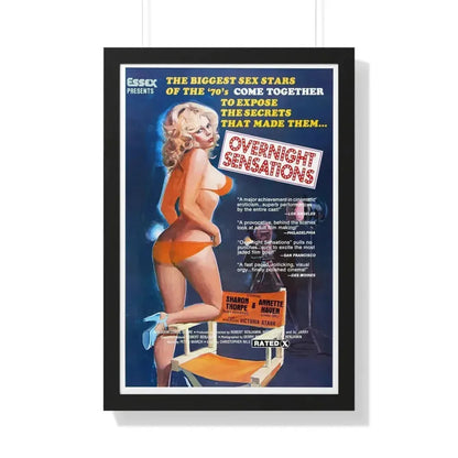 OVERNIGHT SENSATIONS 1976 - Framed Movie Poster 20" x 30" Black - The Sticker Space