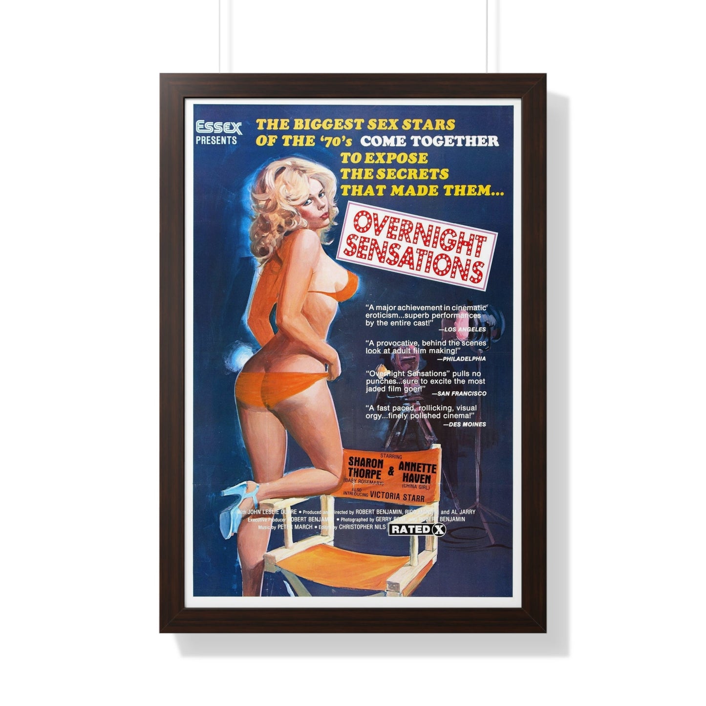 OVERNIGHT SENSATIONS 1976 - Framed Movie Poster-20" x 30"-The Sticker Space