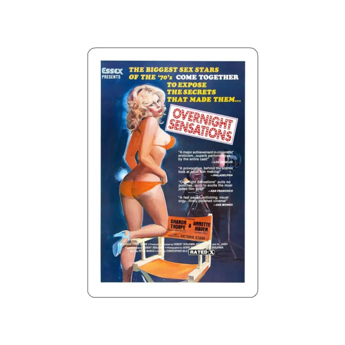 OVERNIGHT SENSATIONS 1976 Movie Poster STICKER Vinyl Die-Cut Decal - The Sticker Space