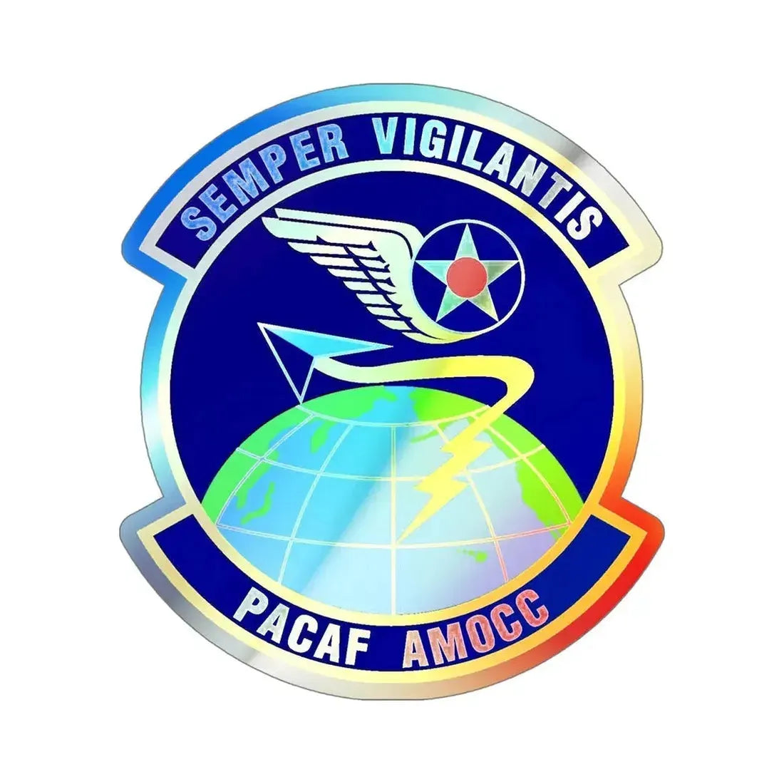 PACAF Air Mobility Operations Control Center (U.S. Air Force) Holographic STICKER Die-Cut Vinyl Decal 5 Inch Holographic - The Sticker Space