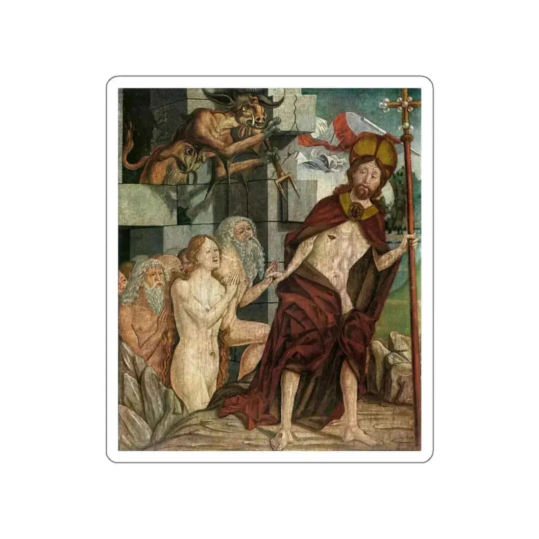 PACHER, Friedrich - Christ in Limbo (Artwork) STICKER Vinyl Die-Cut Decal White Die-Cut 5 Inch - The Sticker Space