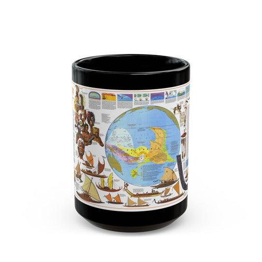 Pacific - Discoverers of the (1974) (Map) Black Coffee Mug-15oz-The Sticker Space