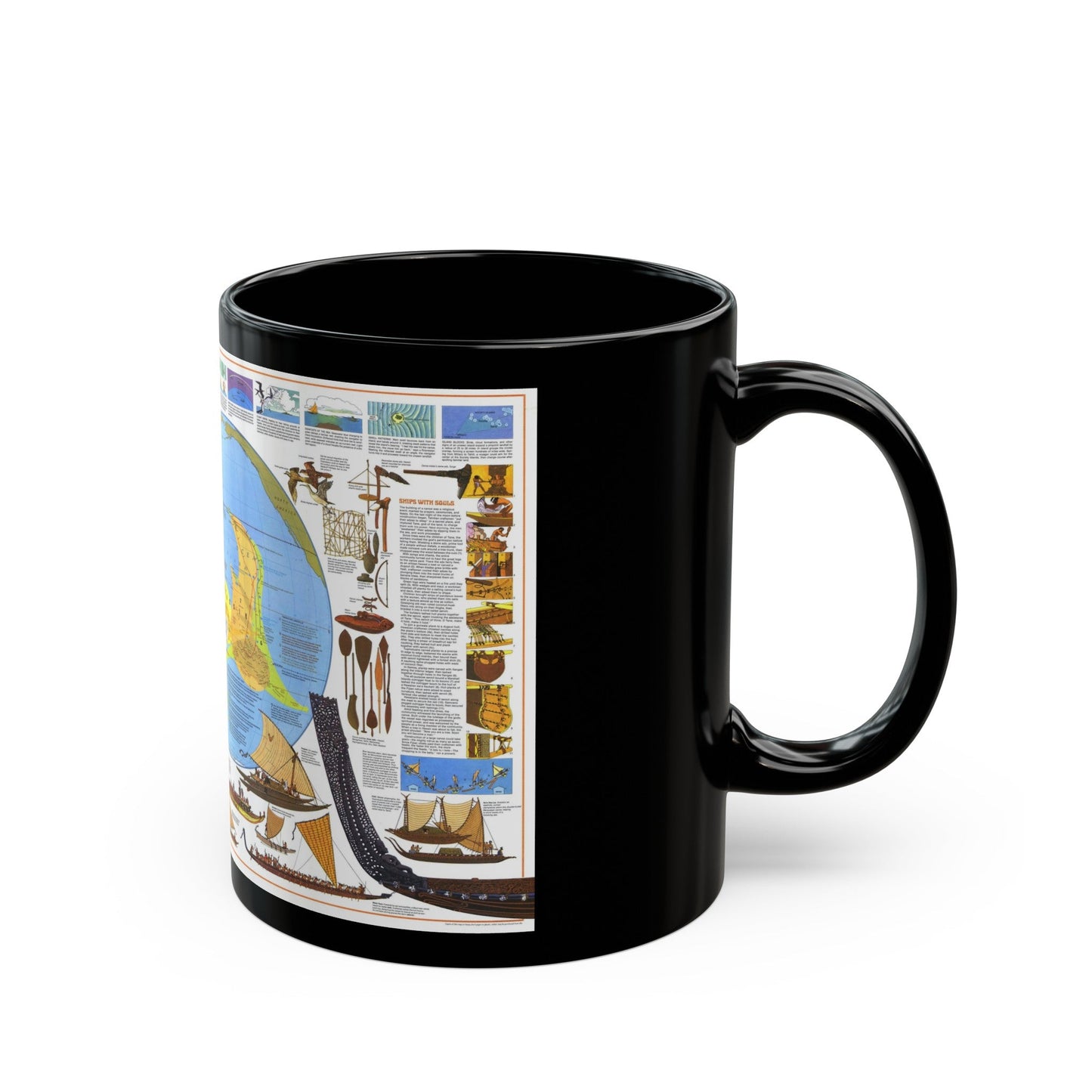 Pacific - Discoverers of the (1974) (Map) Black Coffee Mug-The Sticker Space