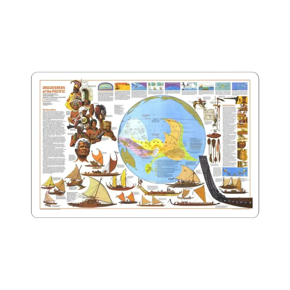 Pacific - Discoverers of the (1974) (Map) STICKER Vinyl Kiss-Cut Decal 3 Inch White - The Sticker Space