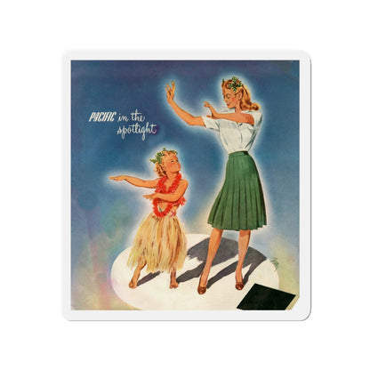 Pacific in the spotlight, advertisement, 1945 (Magazine Illustration) Refrigerator Magnet-3" x 3"-The Sticker Space