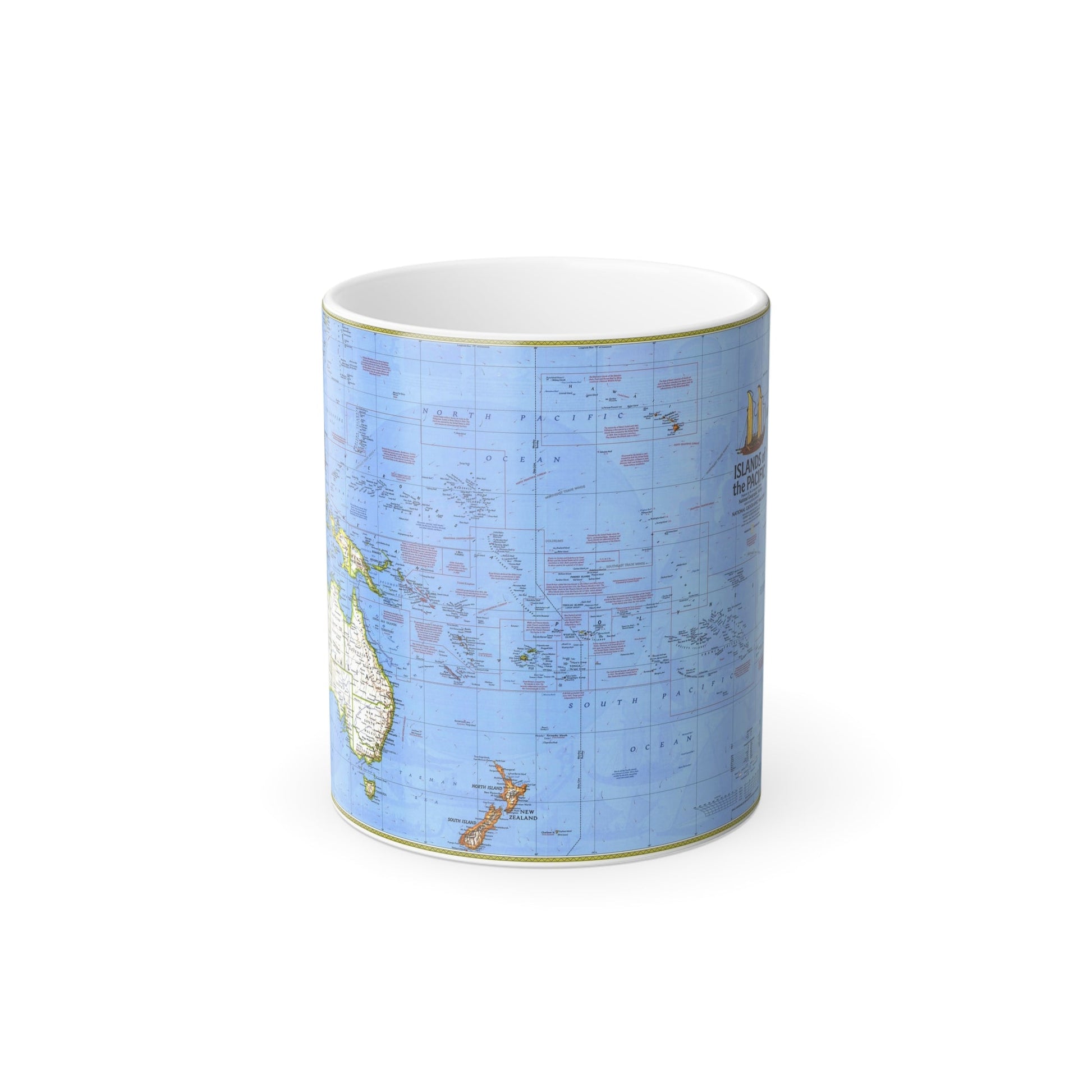 Pacific - Islands of the (1974) (Map) Color Changing Mug 11oz-11oz-The Sticker Space